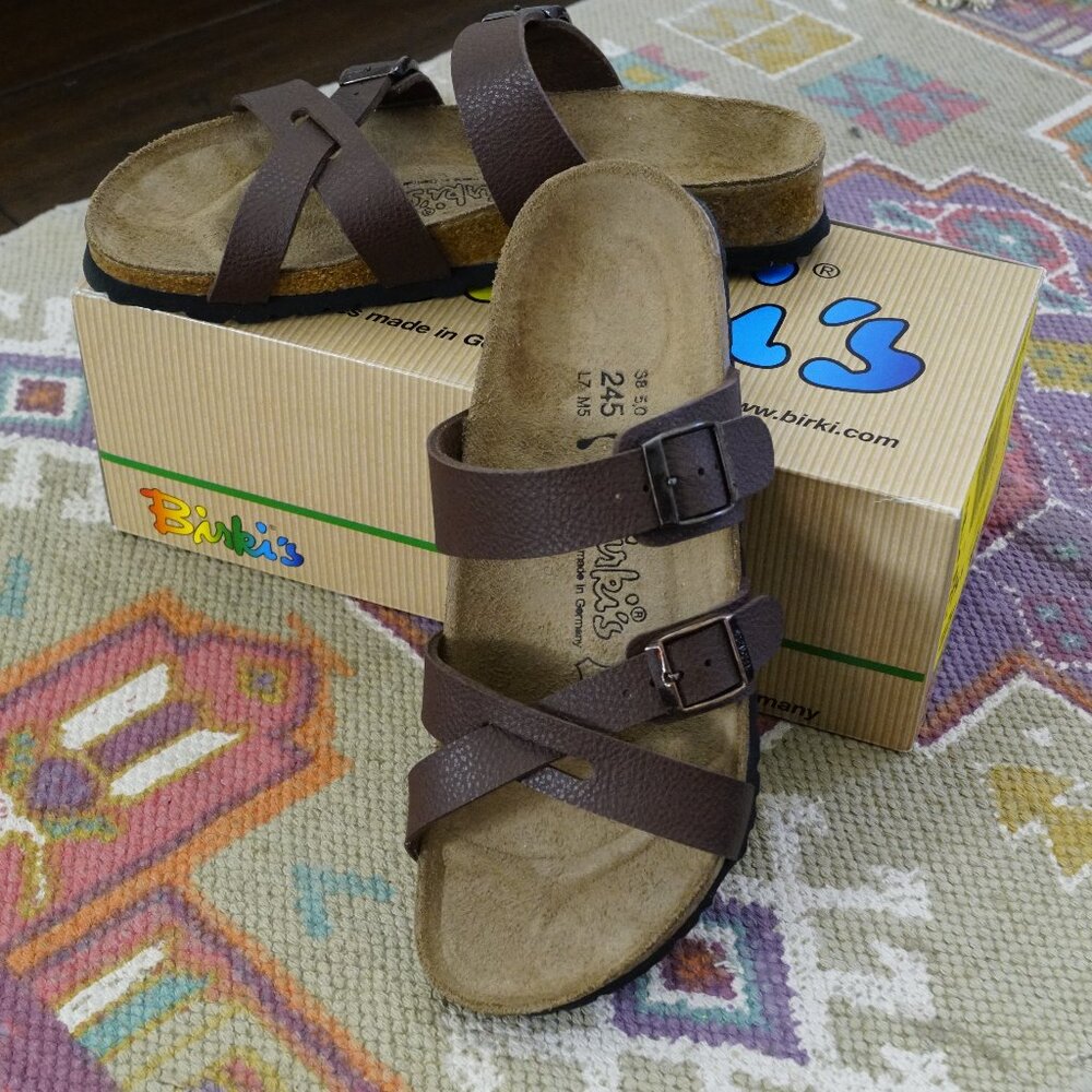 Birki's Nepal Brown Genuine Leather German Sandals, Size 7